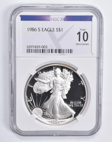 1986-S American Silver Eagle Proof 10 NGC X
