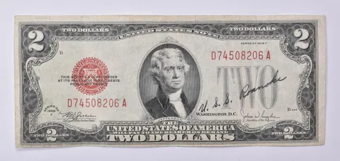 1928 F $2 US Note Red Seal Short Snorter *0592