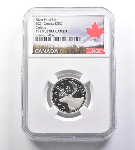 2021 Canada 25 Cents Silver Proof Set Caribou PF70 UCAM NGC *7094