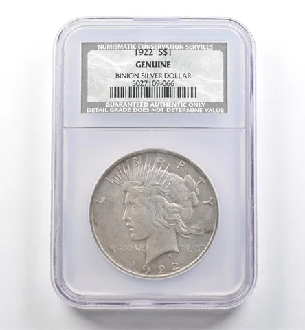 1922 Peace Silver Dollar Binion Silver Dollar Genuine NGC/NCS *6050