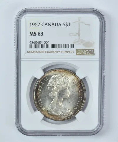 MS63 1967 Canada 1 Dollar Silver NGC Beautifully Toned *3593