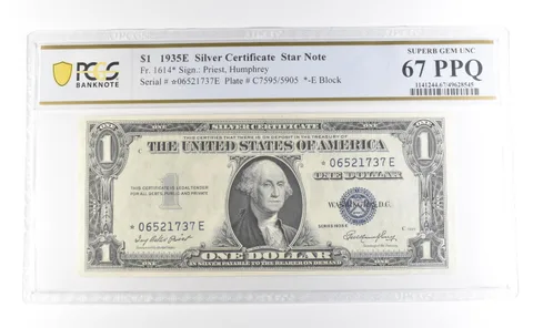 1935 E $1 Silver Certificate Star Note Fr#1614* Superb Gem Unc 67 PPQ PCGS *3974