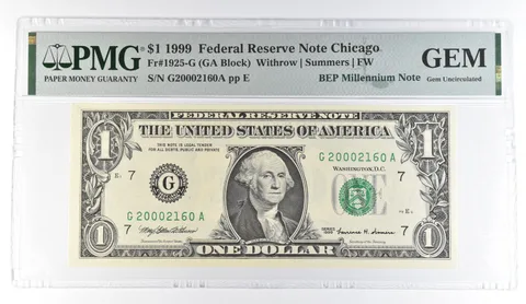 1999 $1 Chicago IL FRN Fr#1925-G BEP Millennium Note PMG Fancy Serial *8107