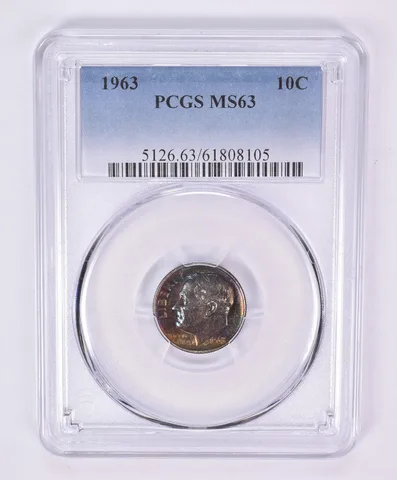 1963 Roosevelt Dime MS63 PCGS Beautiful Tone *1123