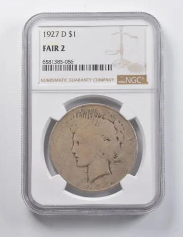 FAIR 2 1927-D Peace Silver Dollar NGC Lowball Low Ball Pocket Piece *7001