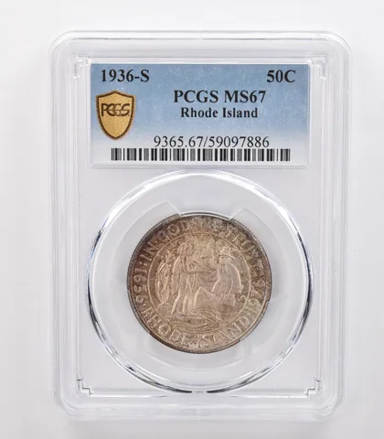 1936-S Rhode Island Commemorative Half Dollar MS67 PCGS Beautiful Tone *0718