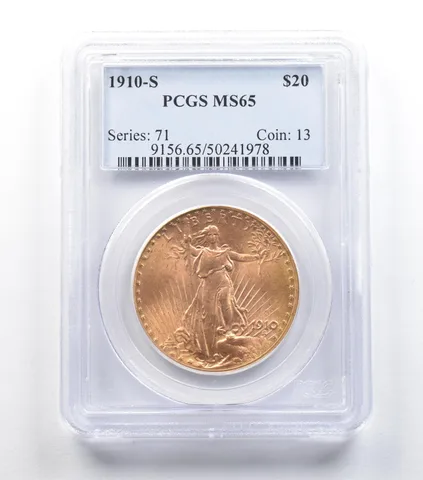 1910-S $20 Saint Gaudens Gold Double Eagle MS65 PCGS *5407