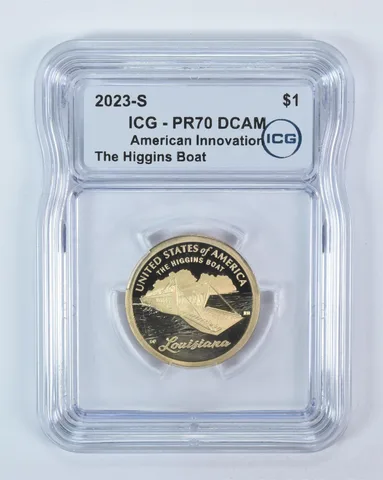 2023-S Innovation $1 Higgins Boat LA PR70 DCAM ICG