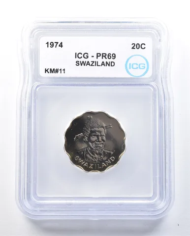 1974 Swaziland 20 Cents KM#11 PR69 ICG *8971