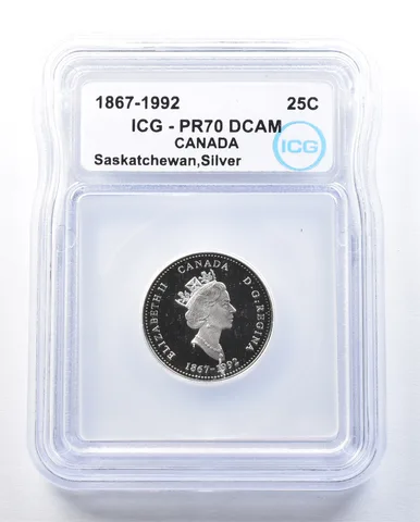 1867-1992 Canada 25 Cents Silver Saskatchewan PR70 DCAM ICG *8937
