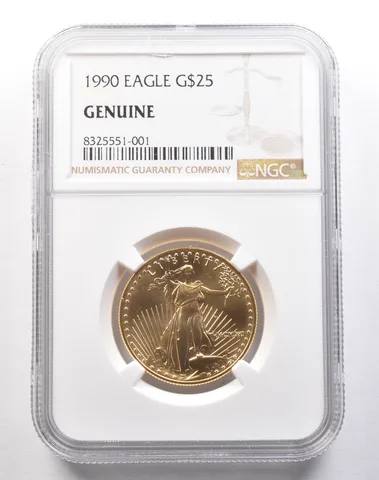 1990 $25 American Gold Eagle 1/2 Oz 0.5 Ounce Gold Genuine NGC *1820