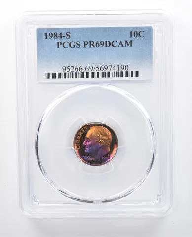 1984-S Roosevelt Dime PR69 DCAM PCGS Purple Tone *7682