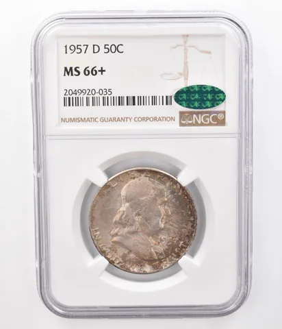 1957-D Franklin Half Dollar MS66+ NGC CAC Beautifully Toned *7383