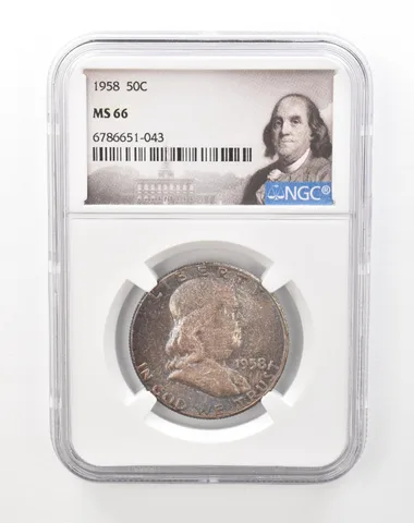 1958 Franklin Half Dollar MS66 NGC Beautiful Tone *2240