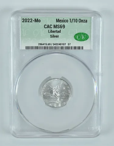 2022 Mo Mexico 1/10 Onza Silver Libertad MS69 CAC CACg