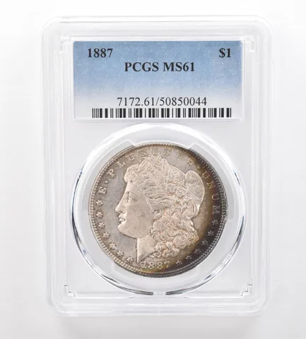 1887 Morgan Silver Dollar MS61 PCGS Peripheral Tone a7446