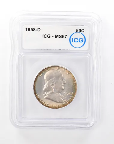 1958-D Franklin Half Dollar MS67 ICG Beautiful Tone *6741