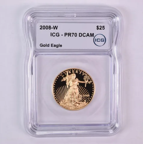 2008-W $25 American Gold Eagle 1/2 Oz Gold PR70 DCAM ICG