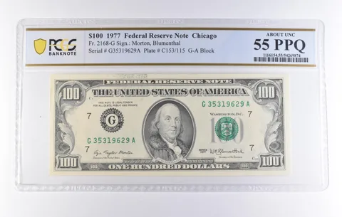1977 $100 Chicago IL FRN Fr#2168-G About Unc 55 PPQ PCGS *8272