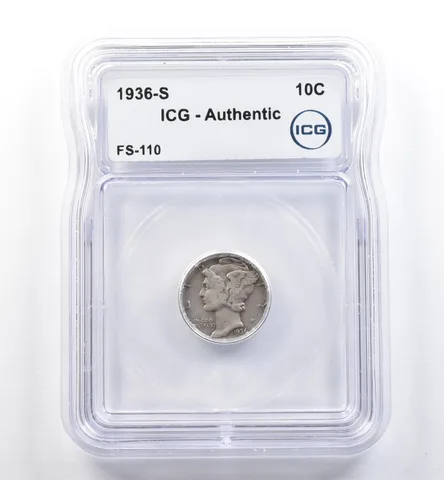 1936-S Mercury Dime FS-110 Authentic ICG *5988