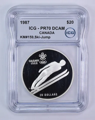 1987 Canada 20 Dollars Calgary Olympics Ski-Jump PR70 DCAM ICG