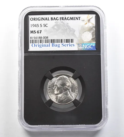 1945-S Jefferson Nickel Original Bag Fragment MS67 NGC a7134