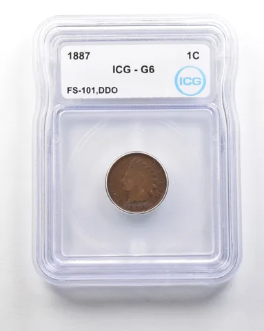 1887 Indian Head Cent Mint Error FS-101 DDO G6 ICG *1657