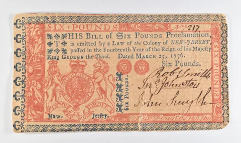 1776 New Jersey 6 Pounds Colonial Note a4093