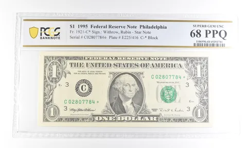 1995 $1 Philadelphia PA FRN Star Fr#1921-C* Superb Gem Unc 68 PPQ PCGS a2903
