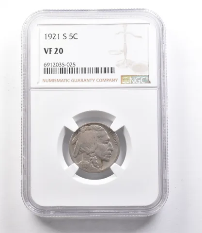 1921-S Indian Head Buffalo Nickel VF20 NGC *1952