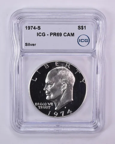1974-S Eisenhower $1 Silver PR69 CAM ICG