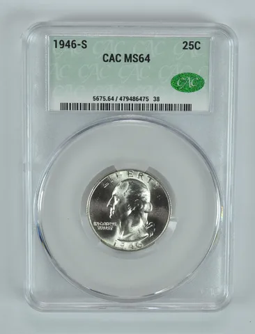 1946-S Washington Quarter MS64 CAC CACg