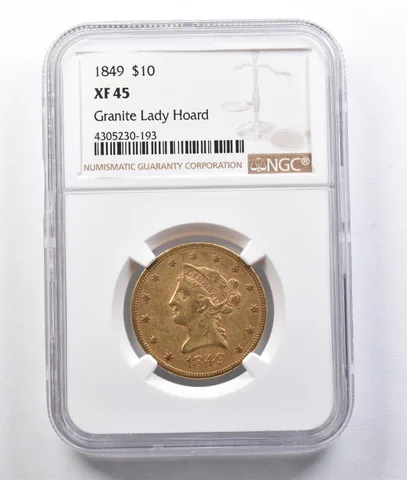 1849 $10 Liberty Head Gold Eagle Granite Lady Hoard XF45 NGC *2929