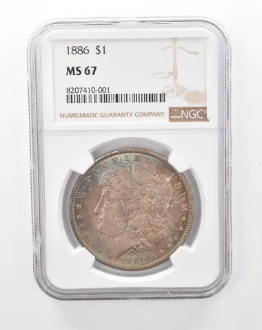 1886 Morgan Silver Dollar MS67 NGC Beautiful Tone a0813