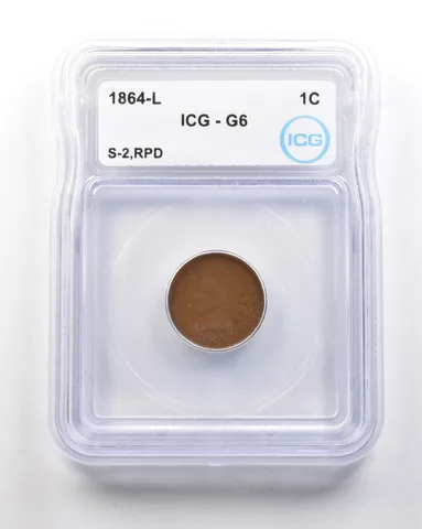 1864-L Indian Head Cent Mint Error S-2 RPD G6 ICG *1659