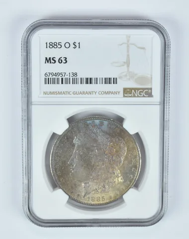 MS63 1885-O Morgan Silver Dollar NGC Beautifully Toned *7459