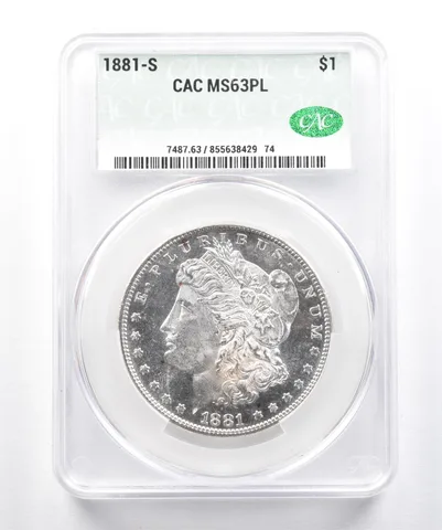1881-S Morgan Silver Dollar MS63 PL CAC CACg *1764