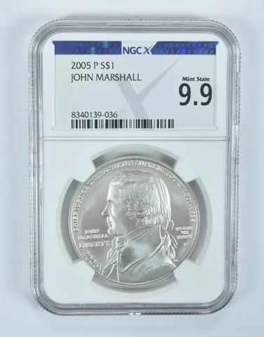 2005-P John Marshall Commemorative Silver Dollar Mint State 9.9 NGC X NGCX
