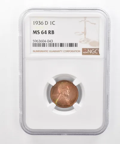 1936-D Lincoln Wheat Cent MS64 RB NGC Beautiful Tone *2962