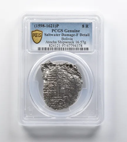 Genuine (1598-1621) P Bolivia 8 Reales Atocha Shipwreck PCGS W/ CoA *0297