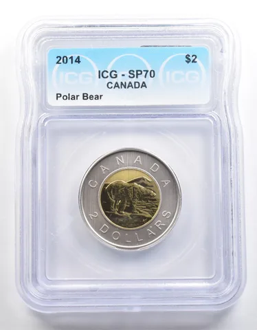 2014 Canada 2 Dollars Polar Bear SP70 ICG *4020