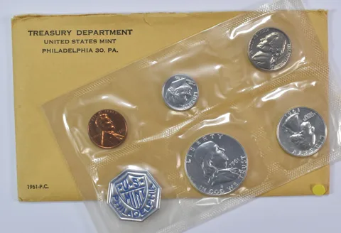 1961 Proof Set with Original Envelope & Flatpack (5 Coins)