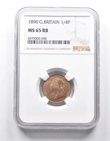 MS65 RB 1896 Great Britain 1/4 Penny NGC *9996