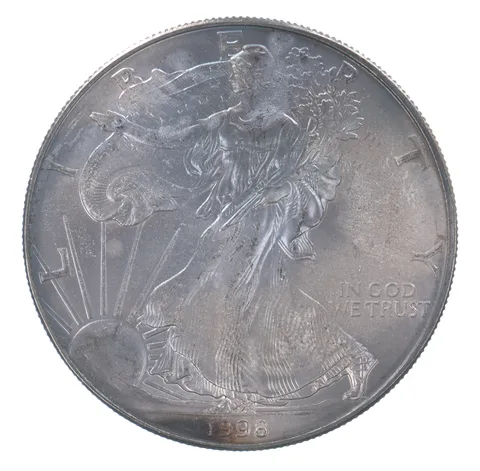 Beautiful Toned - 1998 American Silver Eagle 1 Troy Oz .999 Fine Silver *152