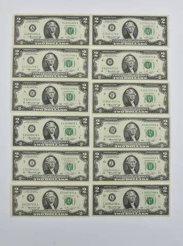 Lot (12) 1976 $2 District Set FRN *1739