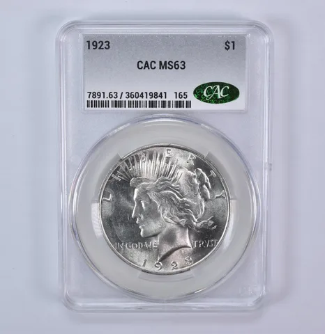 1923 Peace Silver Dollar MS63 CAC CACg