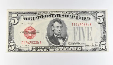 1928 F $5 Legal Tender Red Seal *9736