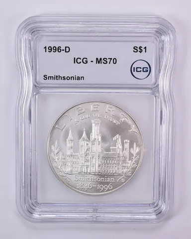 1996-D Smithsonian Commemorative Silver Dollar MS70 ICG