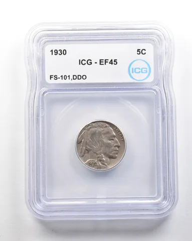 1930 Indian Head Buffalo Nickel Mint Error FS-101 DDO EF45 ICG *1737