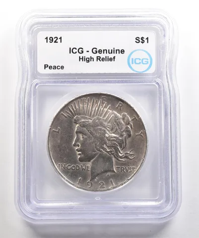 1921 Peace Silver Dollar High Relief Genuine ICG *5399